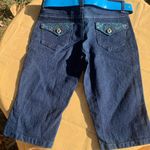 Vintage Pink Angel Dark Blue Jean Shorts with Star Belt Size 12 Photo 3