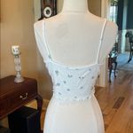 Pajama Set White Waffle Spaghetti Strap Crop Top Matching Pants Size M Photo 8