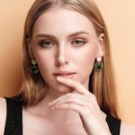 Sterling Silver Green Earring Set:  with 14K Gold Overlay Photo 3