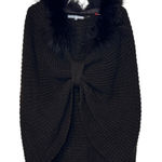 Tempo Paris Women's Sweater Top Faux Fox Fur Pullover Knotted Front Cape Medium Photo 0