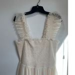 Baltic Born  White Smocked Ruffle Midi Dress Romantic Boho Size L Photo 3