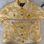 Dennis Basso  Yellow and White Leaf Pattern Button Up Denim Jacket Size 4 NWT Photo 11