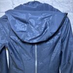 Lululemon Jacket Navy Blue Black Foil Floral Zip Up Removable Hood Size 2 Photo 10