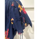 Madewell  Women's poppy Print Mini Dress Short Sleeve Navy Blue silk Size 4 Photo 1