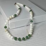 Mother of Pearl , Jade, Crystal necklace. White Photo 1