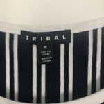Tribal Striped Back Slit Lace Up Top Size Medium Blue Photo 1