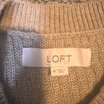 Loft Women's Beige Puff Sleeve Ribbed Crew Neck Sweater Size M Photo 1