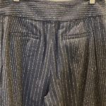 Rebecca Taylor  Navy Striped Wool Blend Wide Leg Pants Photo 3