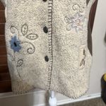 Alfred Dunner Vintage 90s  Vest Embroidered Fleece Sherpa Brown & Cream Fall Sz M Photo 2