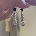 Silver Spiral Cone Funky Drop Earrings Black Bead Coiled Wire Retro Y2K Jewelry Photo 1