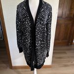 Lane Bryant Black Blue Open Front Cardigan Sweater Plus Size 18/20 Animal Print Photo 13