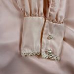 Christian Dior Vintage  Pink Satin Pearl Button‎ Lace Collar Gown Stain Photo 2