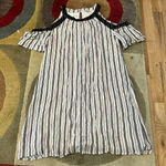 Charlotte Russe Black and White Stripe Cold Shoulder Open Shoulder Dress Medium Photo 0