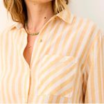 Marine layer  Jane Relaxed Linen Shirt Yellow/ White Striped Women’s size Medium Photo 15