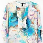 BCBGMAXAZRIA  Womens M/L Dove Watercolor Floral‎ Kimono Sleeve Tunic Top Coverup Photo 2