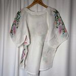 Sundance NWT White Embroidered Floral Blouse Vallejo Top M Boho Bright Peasant Photo 6