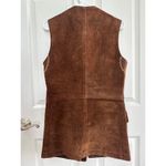 Vintage EL TORO leather Suede buckle closing brown long vest medium Photo 8