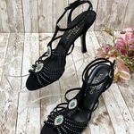 Valentino Garavani  Black Satin Embellished Heels Photo 0