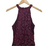 Lulus  Love Poem Burgundy Lace Halter Mini Dress Size Small Valentine's Day Date Photo 6