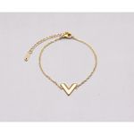 Boutique Dainty Yellow Gold Filled V-Shape Bracelet, 7-9” Photo 4