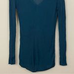 Lafayette 148 New York Scoop Neck Diagonal Rib Long Sleeve Sweater Teal Size M Blue Size M Photo 5
