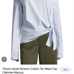 Theory Serah stretch cotton tie waist top baby blue size S long sleeve Photo 8