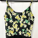 International concepts I.N.C. Floral Mesh Trim V-Neck Peplum Tank Black + Yellow Photo 9