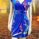 Alfani  Large Petite Blue Floral Faux Wrap Dress Photo 5