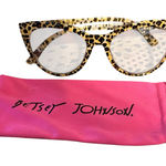 Betsey Johnson  Leopard Cat Eye Glasses Clear 0.0 Lense Plastic Frame Black Tan Photo 0