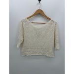 Natural Life  Womens Cream Knit Cropped Oversized Top Size L NWT Boho Neutral Photo 1