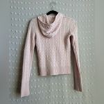 Vince  100% Cashmere Cable Knit Full Zip Hooded Sweater Sz S Blush Pink Photo 1