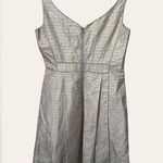 Zac Posen Metallic Linen & Silk Pewter Sleeveless A-Line Cocktail Dress Size 10 Photo 8
