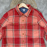 L.L. Bean Women’s Heavy Flannel Shacket Plaid Button Front Shirt Longsleeve L Orange Size L Photo 2