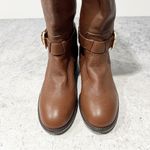 Tory Burch Adeline Leather Riding Boots Brown Gold Emblem Zip 5M NEW Photo 3