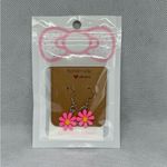 Handmade Pink and Yellow Flower Earrings Photo 4