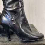 Nine West Black Leather Side Zip Heel Knee High Boots 7.5 Photo 1