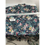 Womans Vtg Kathryn Bath Robe Green Floral Paisley Long Ash Front Tie Closure Med Photo 4