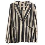 potter's pot  Blue Cream Striped Linen Blazer Size Large EUC #2192 Photo 0