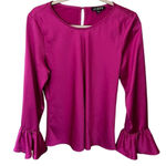 J.Crew Pink Bell Sleeve Satin Blouse Size Medium Top Business Career Photo 0