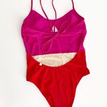 Summersalt [] The Swan Dive Colorblock Hibiscus Lava Pink One Piece Swimsuit Sz 8 Photo 3