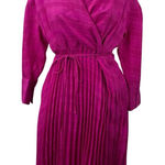 Sewlip Women's Pink Long Sleeve V Neck Pleated Tie Waist Wrap Midi Skirt Size M Size M Photo 0