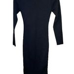 LIONESS Women's Bodycon Dress Midi Ruched Sides Black Long Sleeve Size S Small Photo 0