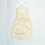 Lucy in the Sky NWOT  Satin Lace-Up Mini Dress - Champagne - S Photo 6