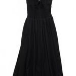 American Eagle AE V-Neck Smocked Bodice Midi Dress  Black Large Photo 3