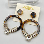 Amrita Singh  Austrian Crystal Tortoise Shell Resin Circle Drop Earrings Photo 0