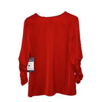 CAbi NWT Aurora blouse ruched sleeves red v neck medium red holiday top new Photo 2