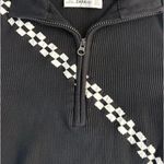 ZARA Knit Black Ribbed Top with Checker Stripe – Size S Photo 3