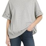Catherine Malandrino Size XS Grey Heather Pearl Studded Short Sleeve Sweatshirt Photo 0