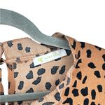 None Women’s Casual Leopard Print Cap Sleeve Ruffle Neck Loose Babydoll Shirt Photo 5