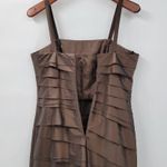 & Other Stories Rina di Montella Silk Jacket Dress 2 Pc 10 Brown Trumpet Tiered Mother of Bride Photo 4